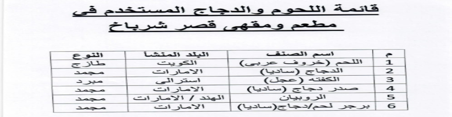 مصادر اللحوم والدجاج